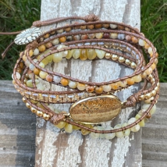 Evie Mossy Weave Wrap Beaded Bracelet New - Picture 2 of 10